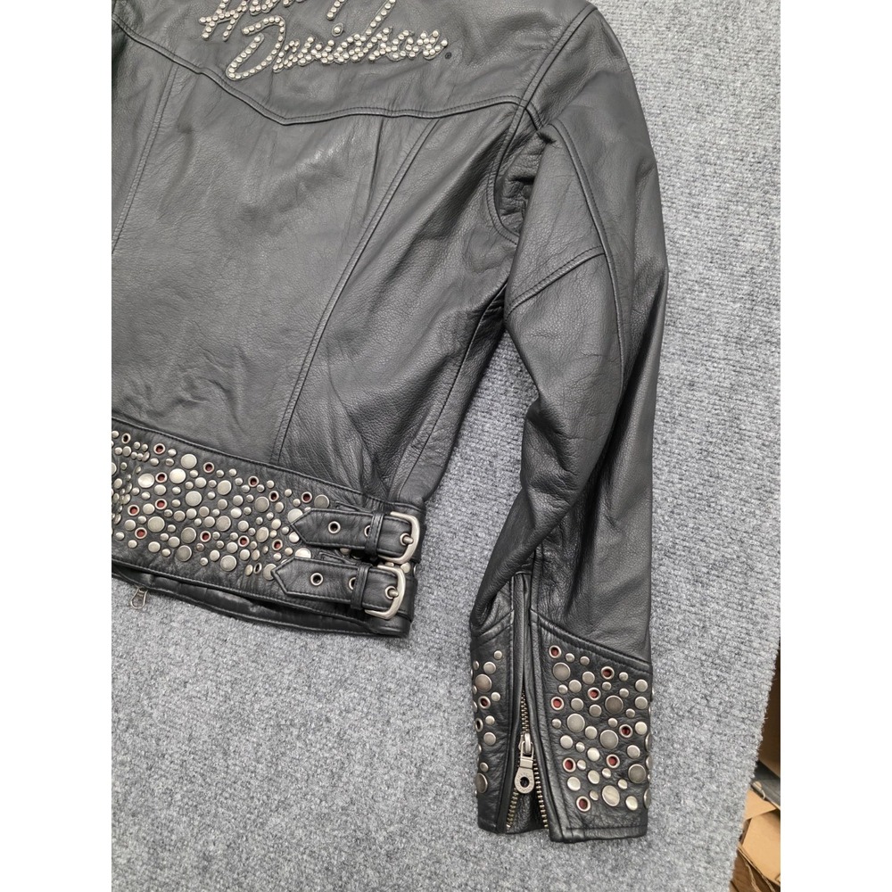 Harley-Davidson Vintage Roxy Studded Black Leather Jacket - Size S - Picture 13 of 13